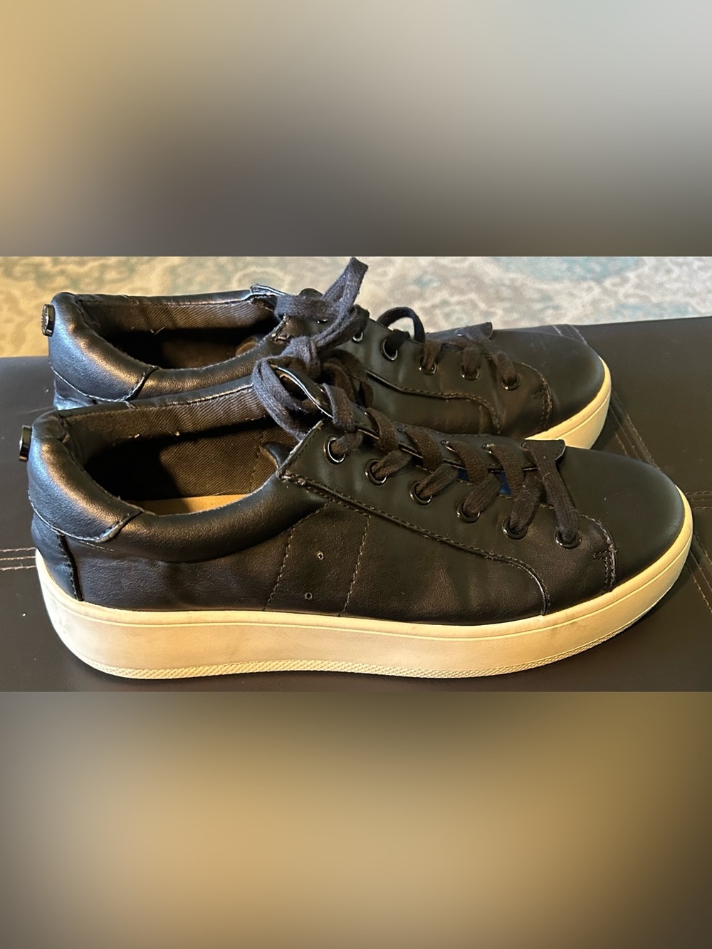 Steve Madden Black Sneakers with White Soles Size 9